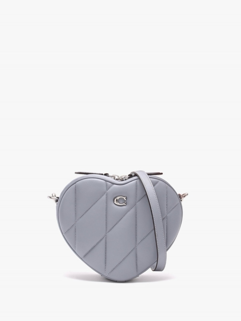 NWT Coach Heart Crossbody Bag with Quilting, Grey Blue